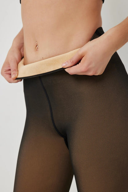 Collants transparents doublés polaire