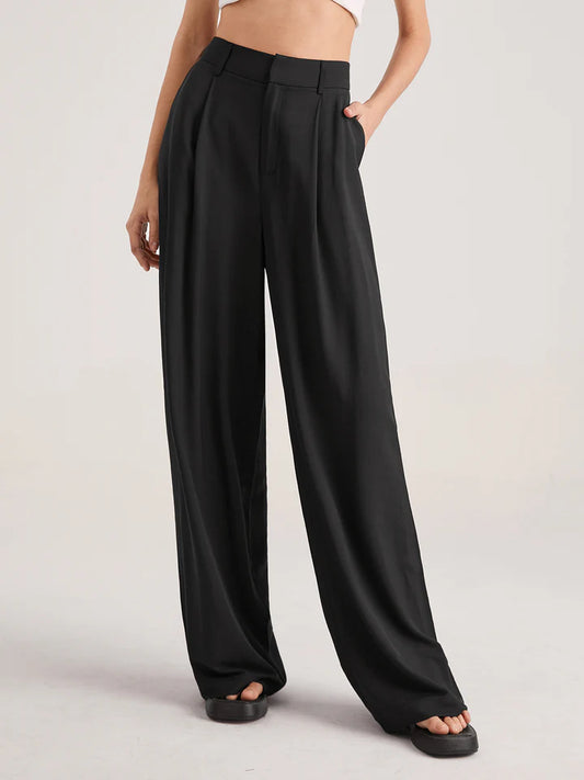 Pantalon large taille haute