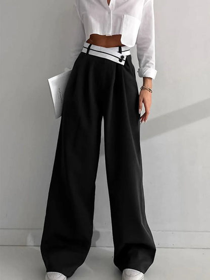 Pantalon asymétrique avec ceinture contrastée