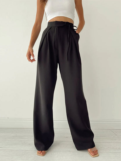 Pantalon palazzo avec ceinture à nouer