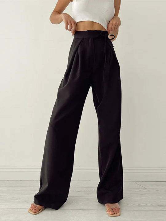 Pantalon palazzo avec ceinture à nouer