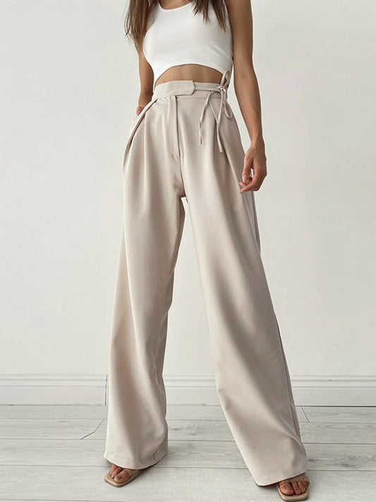 Pantalon palazzo avec ceinture à nouer