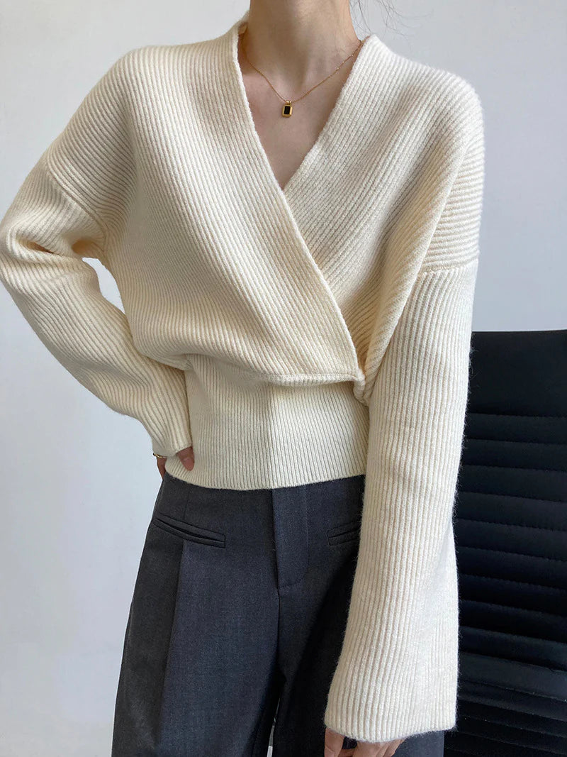 Eleganter Wickelpullover