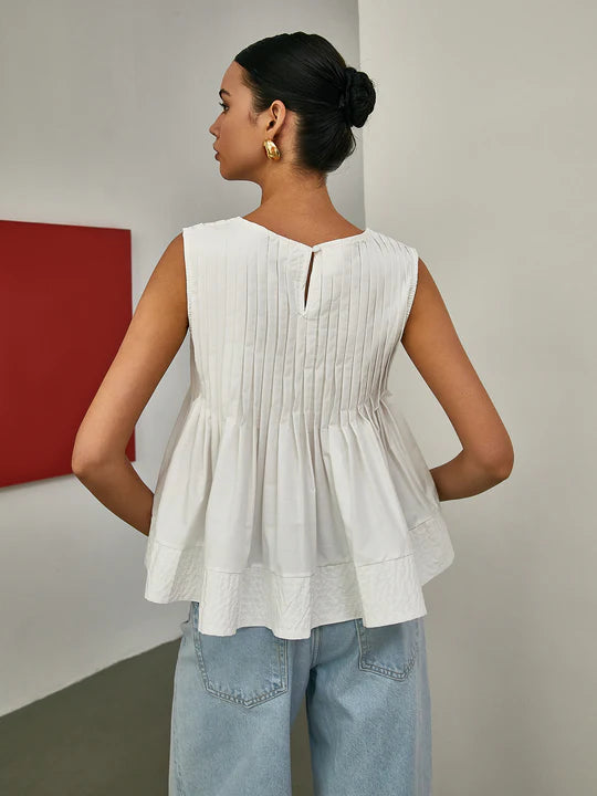 Faltendes Peplum Ärmellose Bluse