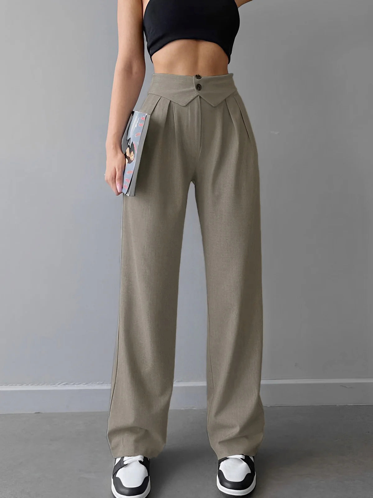 Pantalon street avec ceinture pliée